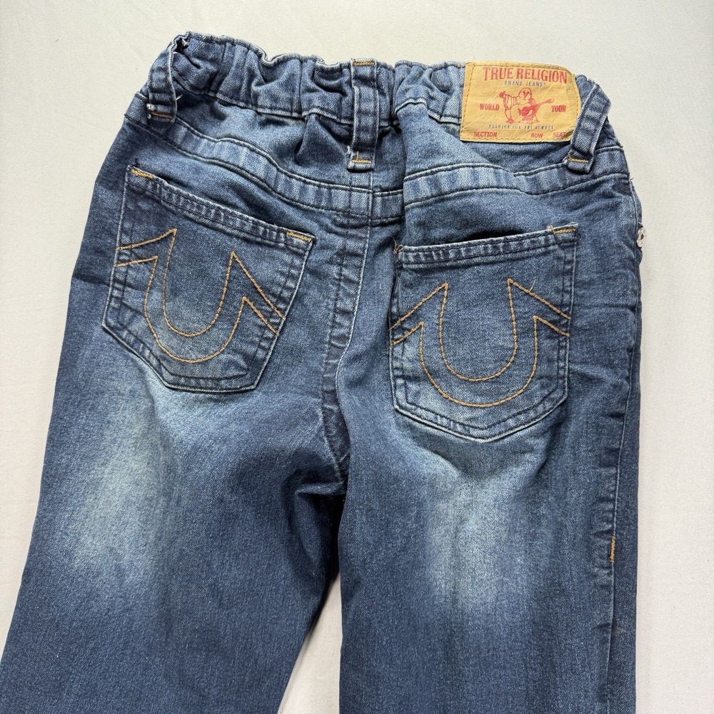 True Religion Jeans Boys 12 Blue Relaxed Horseshoe Stitch Denim Ricky Straight